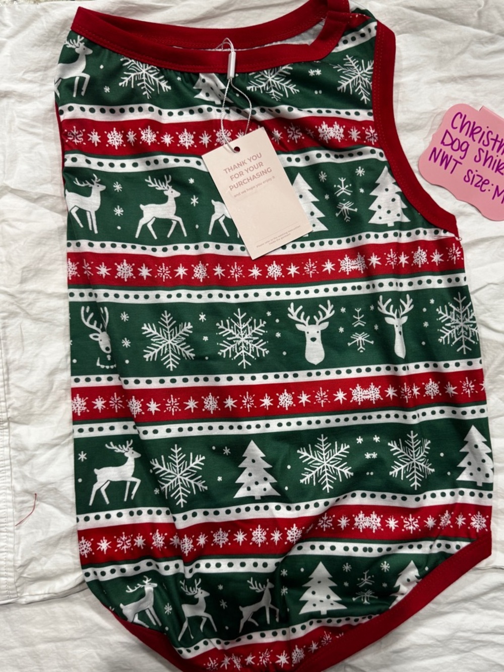 Christmas Dog Shirt Medium NWT Reindeer Snowflake Holiday Pet Outfit